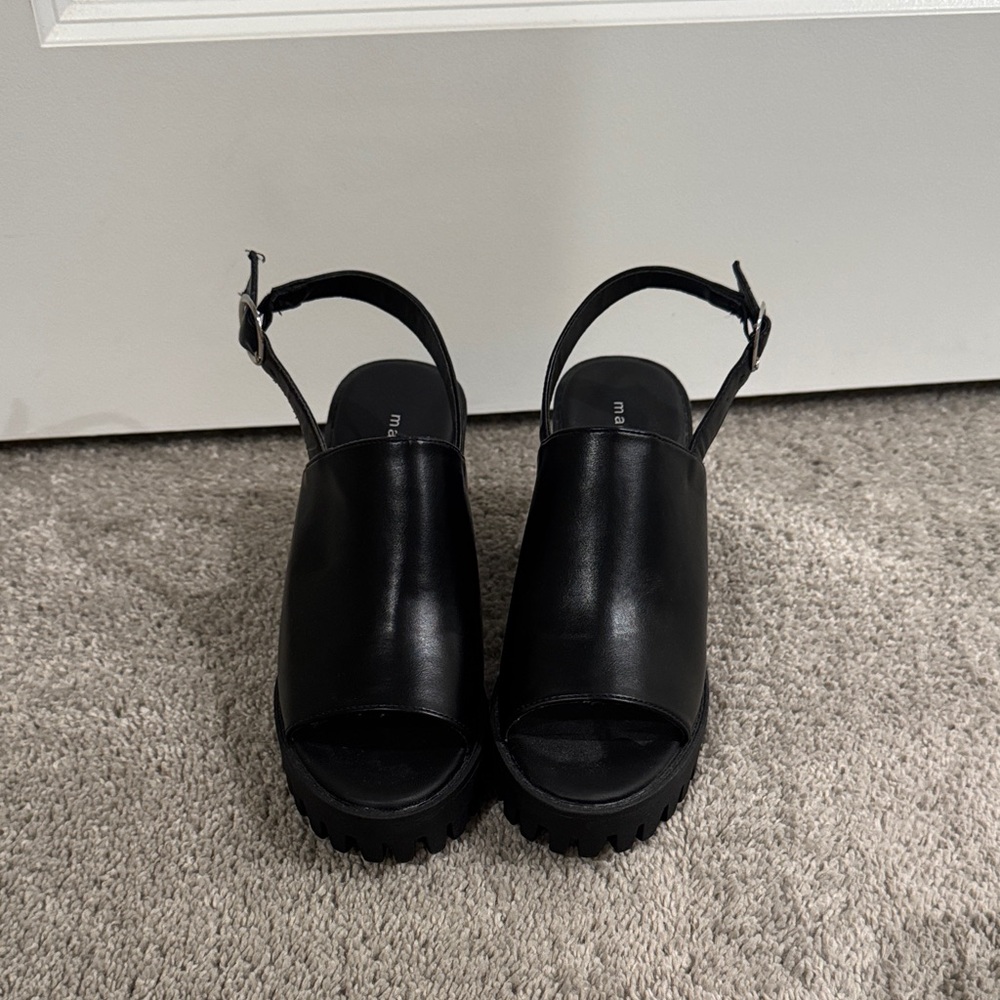 Madden Girl Black Open-Toe Mules